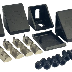 40mm (1.57") Aluminium Corner Bracket & Cap — For 8mm (0.31") Slot Extrusion Profiles